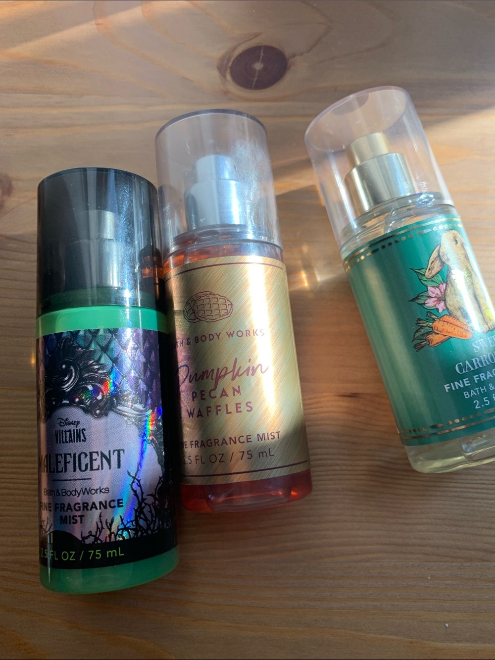 Set of 3Bath & Body Works 2.5fl Mists Pumpkin Pecan Waffles Maleficent, Carrot - Picture 4 of 7